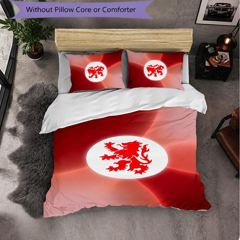 Biancheria da letto a tema Middlesbrough FC Set 3 Pezzi Copripiumino Biancheria da letto Decorativa per Camera Adolescenti Decorazione Casa