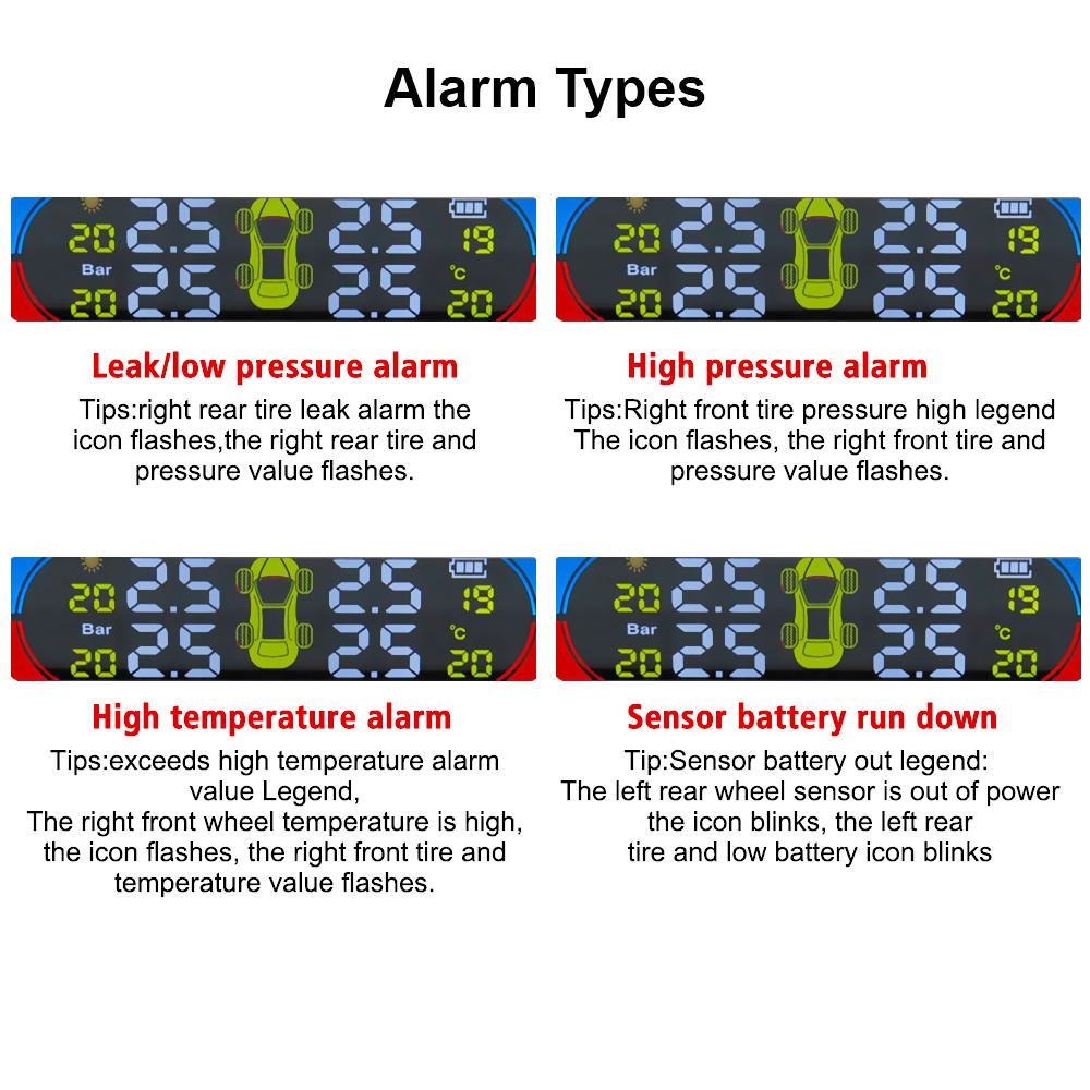 Reifendruckkontrollsystem Auto USB / Solar TPMS 0-6Bar Universeller Reifentemperaturmonitor Auto Sicherheitsalarmsysteme Autozubehör