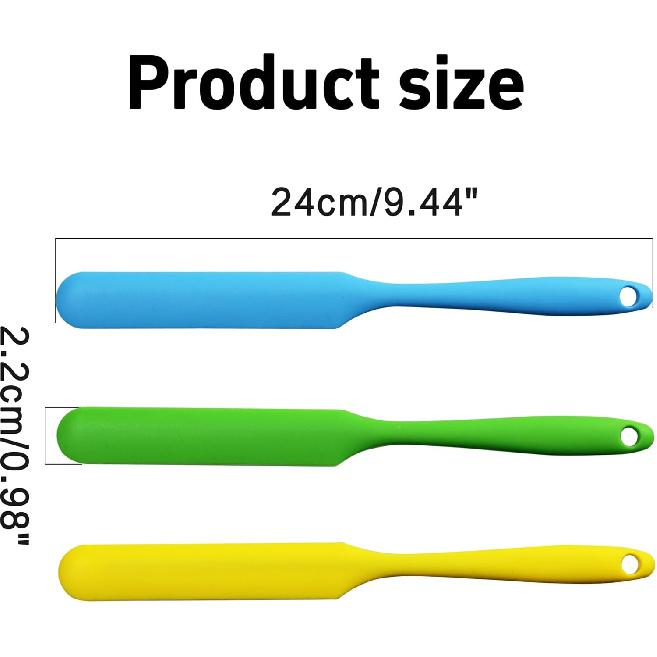 3 Pcs Silicone Jar Spatula, Jam Cheese Spatula with Long Handle, Heat-Resistant Spatula for Baking and Cooking(Green,Blue,Yellow)