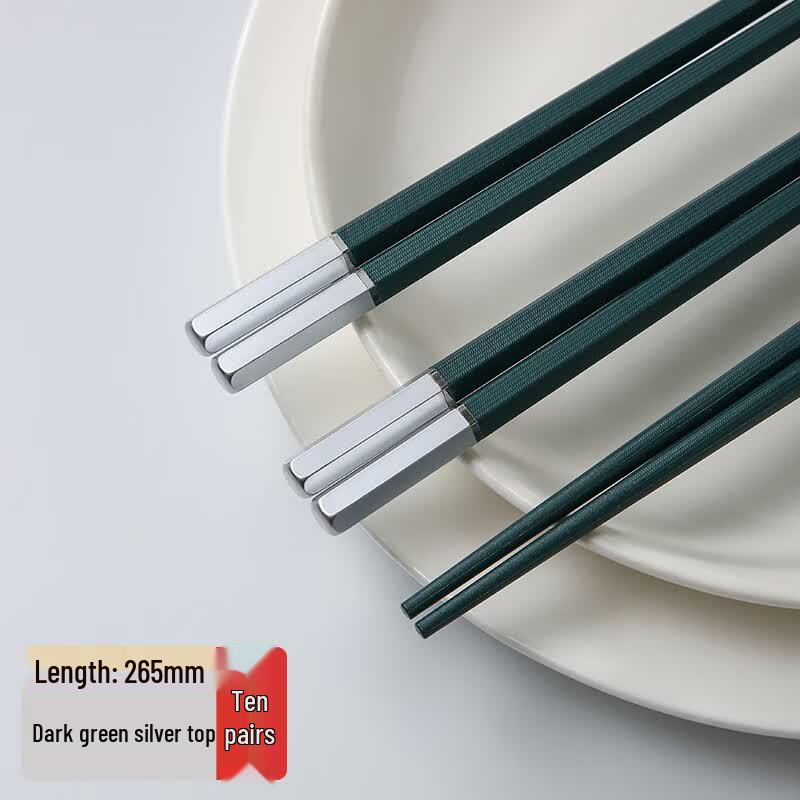 Tian Yajing Dark Green Hexagonal Alloy Chopsticks