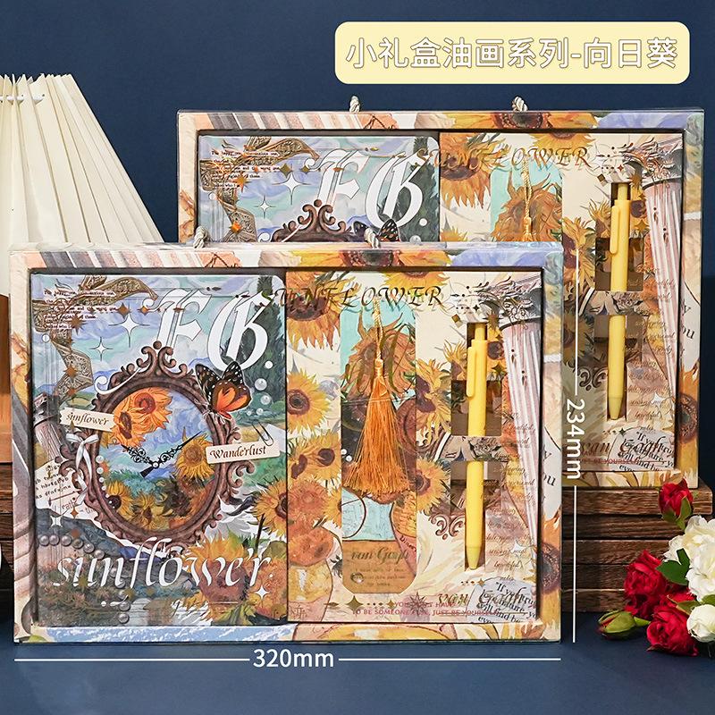 Vintage Van Gogh Oil Painting Inspired Hardcover Notebook Creative A5 Size with Thermal Binding Paper Cover