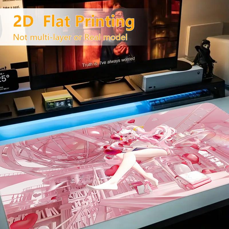 Extra Large Pink Girl Reading Design Mouse Pad  NonSlip Desk Mat Gaming Mat Desk Mat Ergonomic Large Work Area Mat 300x800x2mm