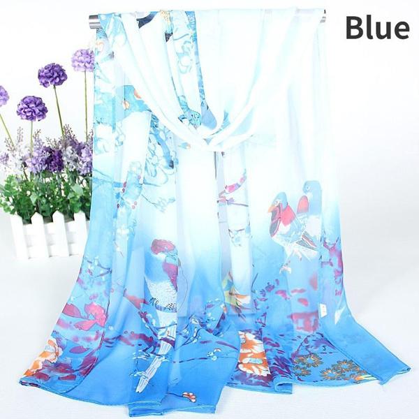 New Chiffon Scarves Women Summer Silk Scarf Chiffon Thin Shawls And Wraps Foulard Flower