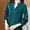 Women's Spring and Autumn Plus Size Short Thin Section V Collar Seven Minute Sleeve Solid Colour Chiffon Shirt