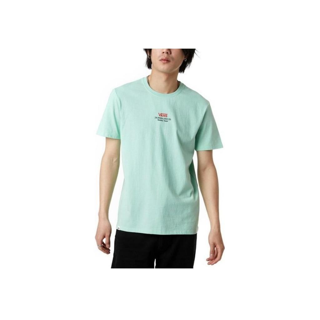 Vans Solid Color Letter Print Round Neck Short Sleeve T-Shirt Unisex Tops Green VN0A3ZO7V60