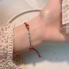 Handmade Red Elegant Rope Bracelet For Women With Bamboo Charm Style Chinese