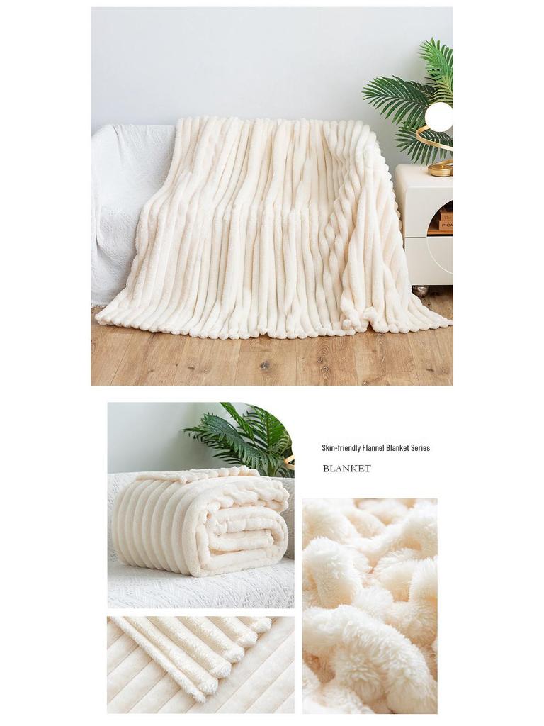 Cross-Border Flannel Rabbit Plush Blanket: Multifunctional Sofa Cover and Thick Winter Nap Blanket