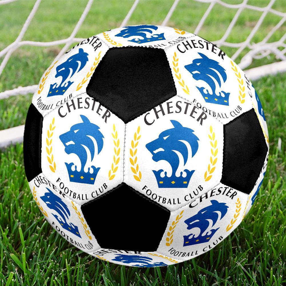 Chesterfield F.C Indoor Soccer Ball Colorful Machine Stitched PVC Size 5 Team Training Competition Ready Durable High-Bounce Cool Sports Gift