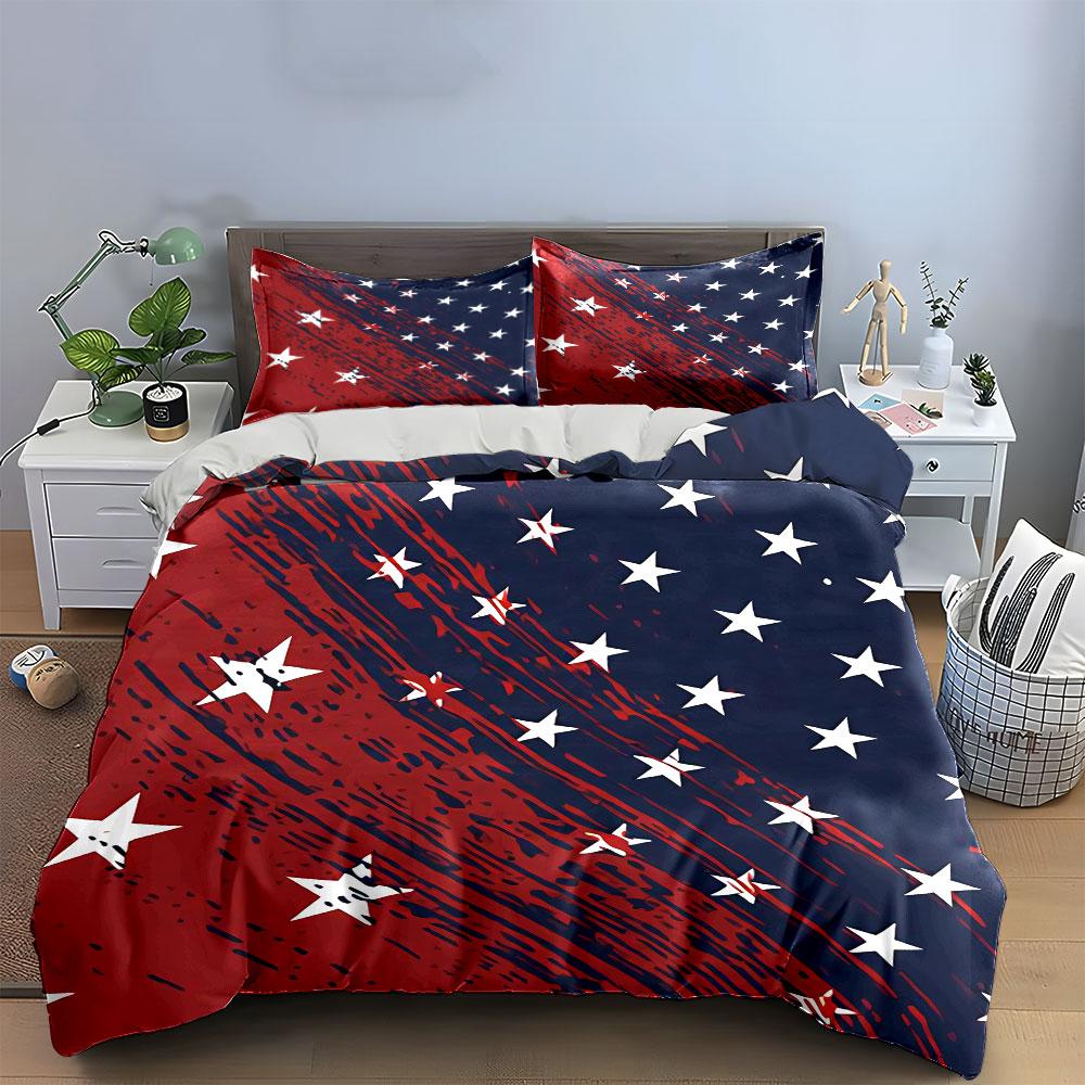 American Flag Star Bedding Set Bedding Duvet Cover Set Duvet Cover Pillowcases (1 * Duvet Cover 2 * Pillowcases, Without Duvet Insert)
