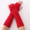 Mid Length Diamond Shaped Gloves for Autumn and Winter Jacquard Wool Warm Men's and Women's Fingerless Gloves  Knitted Fake Sleeves