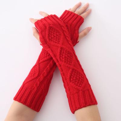 Mid Length Diamond Shaped Gloves for Autumn and Winter Jacquard Wool Warm Men's and Women's Fingerless Gloves  Knitted Fake Sleeves