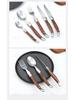 Western Cutlery Set: 5-Piece Stainless Steel with Wooden Handle - Includes Steak Knife for Fast Delivery