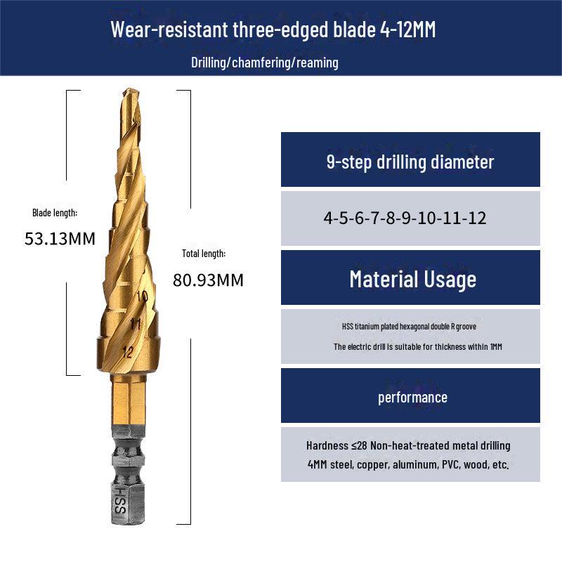 

Многофункциональное стальное сверло Green Forest для расширения отверстий в прочном металле three-blade non-stuck drill 4-12 spiral