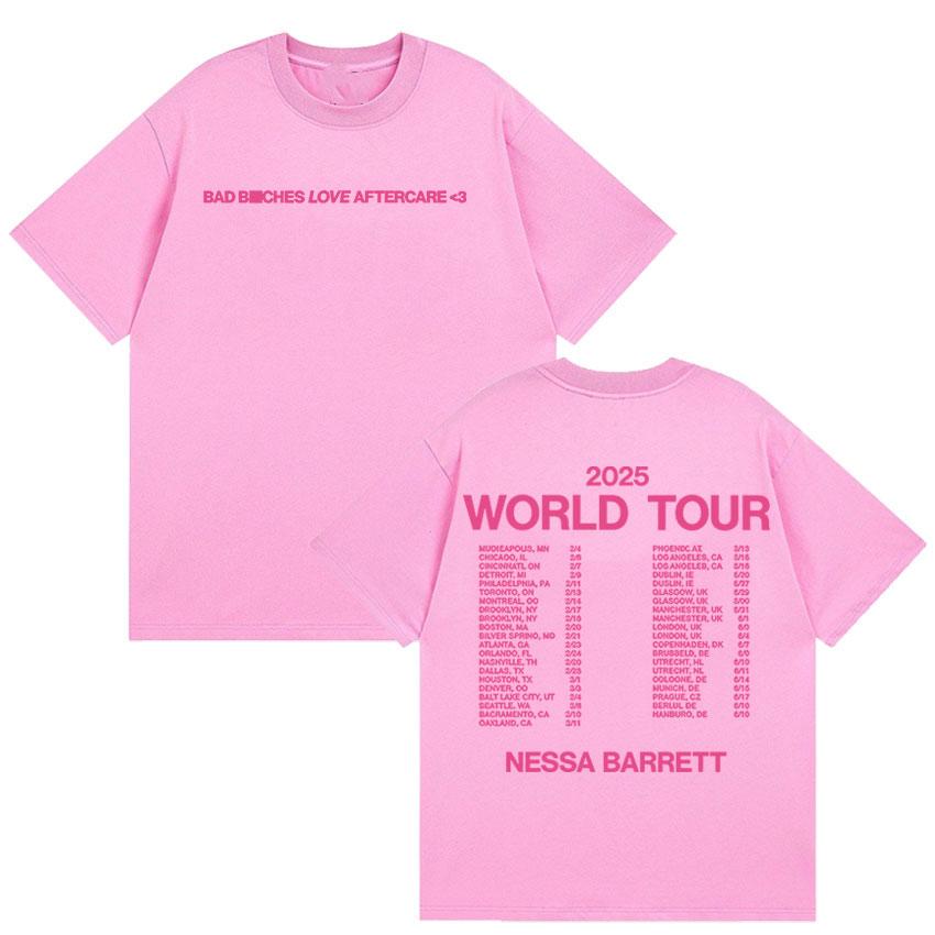 Nessa Barrett Aftercare World Tour 2025 New T Shirts Men Women Summer Aesthetic High Quality T-shirt 100% Cotton Oversized Tees