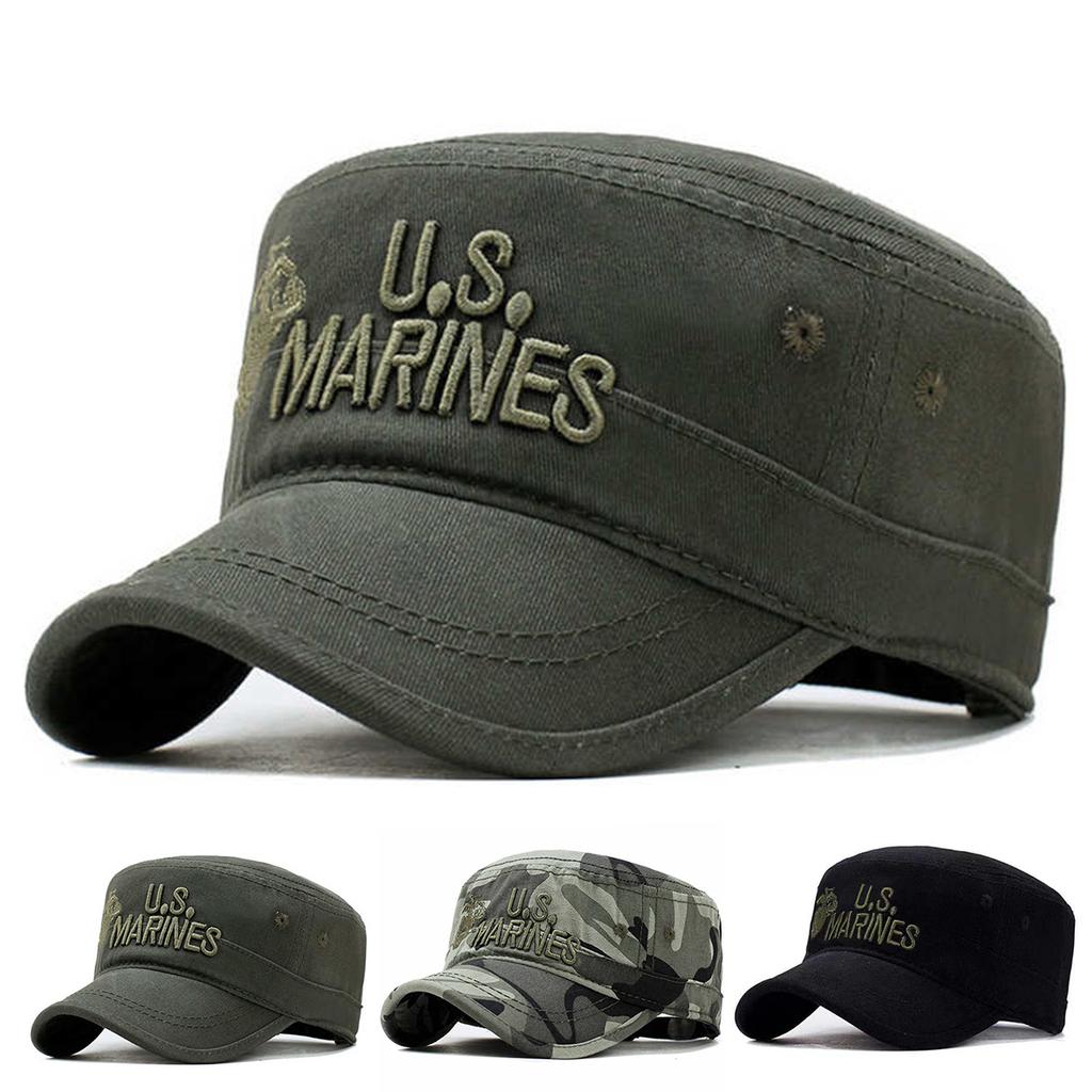 Unisex US MARINES Buchstabenstickerei Stickerei Militärmütze Frühling Herbst Outdoor Verstellbare Freizeitkappen Herren Flat Top Kappen