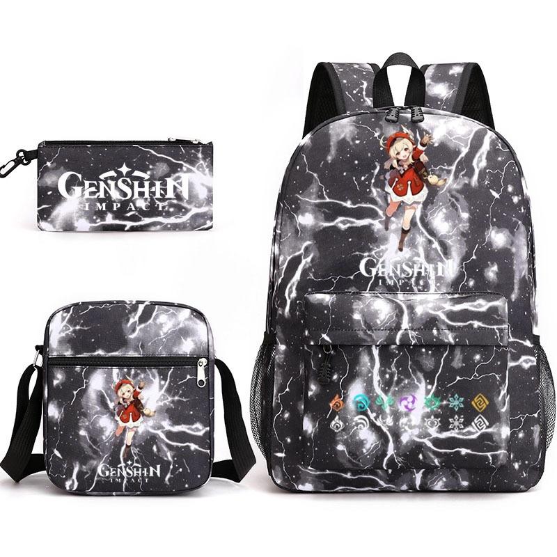 Genshinimpact Yuanshen School Bag Three-Piece Pencil Case Shoulder Bag Backpack