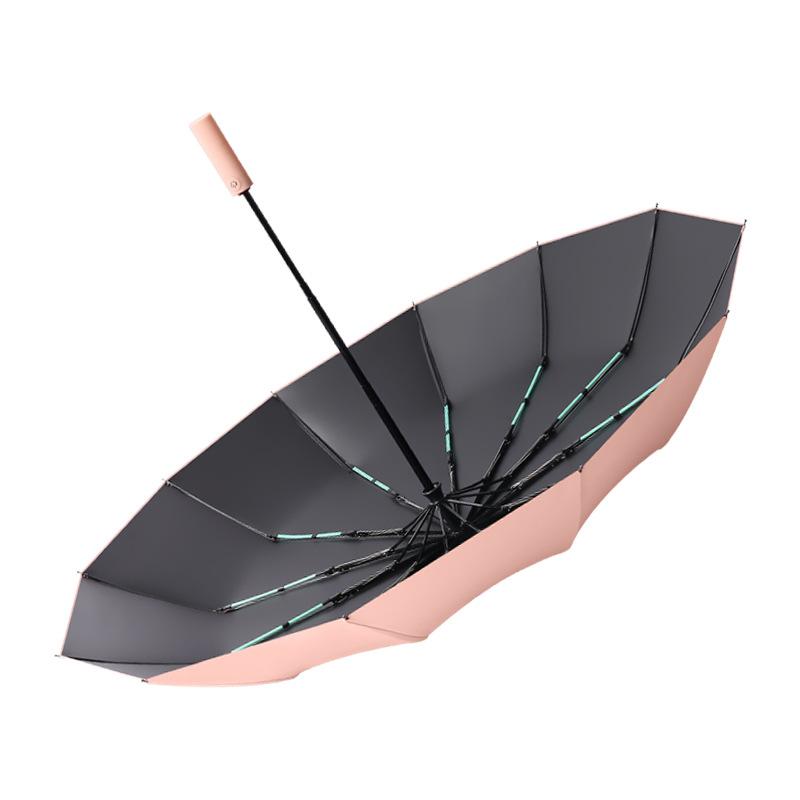 12-Bone automatic joint collection reinforcement windproof large sunshade anti-ultraviolet weather and rain dual-purpose folding double-bone umbrella