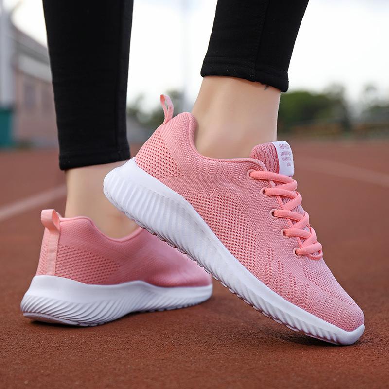 Sports and Leisure Women's Shoes Soft Sole Student Mesh White Shoes Korean Version Versatile and Lightweight Running Shoes Comfortable and Lightwei