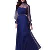 Spring and Summer New European and American Women's Clothing Mesh Temperament Long-sleeved Dress Annual Meeting Banquet Evening Dress Skirt