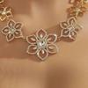 Crystal Flower Jewelry Set Exquisite Necklace Earrings Set Rhinestone Necklaces Earrings  Banquet