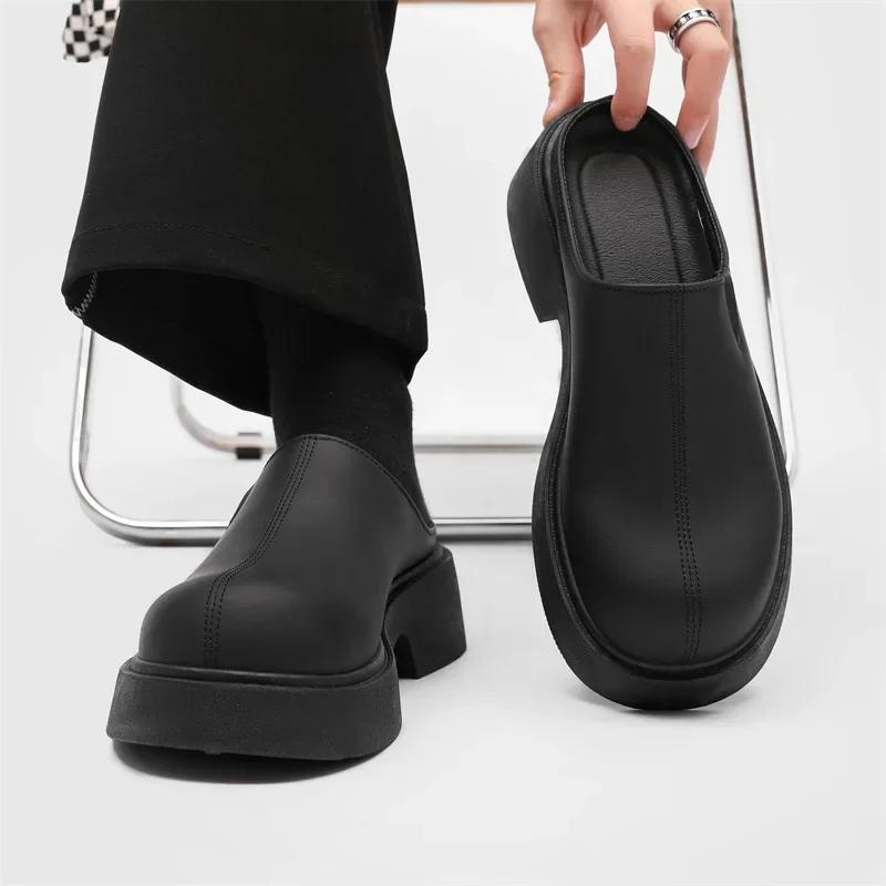 

High Heel Thick Bottomed Half-Supported Men s Fringe Leisure Shoes 5cm Increase In Height Casual Footwear 39 чёрный