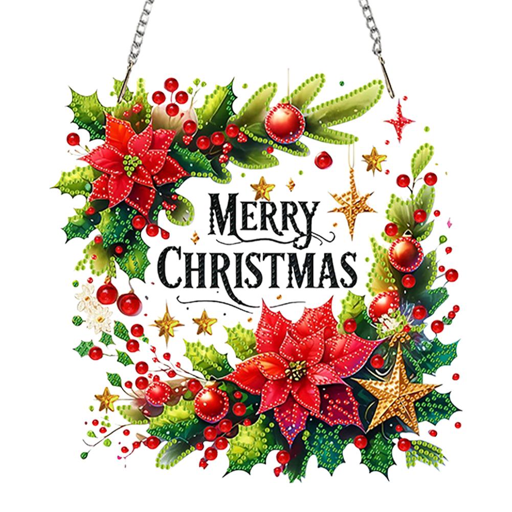 Weihnachtsthema 2D/Flach DIY Strassstein Diamantmalerei Fensteranhänger Spezielle Form Diamantmalerei Anhänger Heimwanddekoration Bastelarbeiten