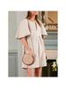 Women's Flutter Sleeve Mini Dress V Neck Loose Flowy Casual Summer Dress