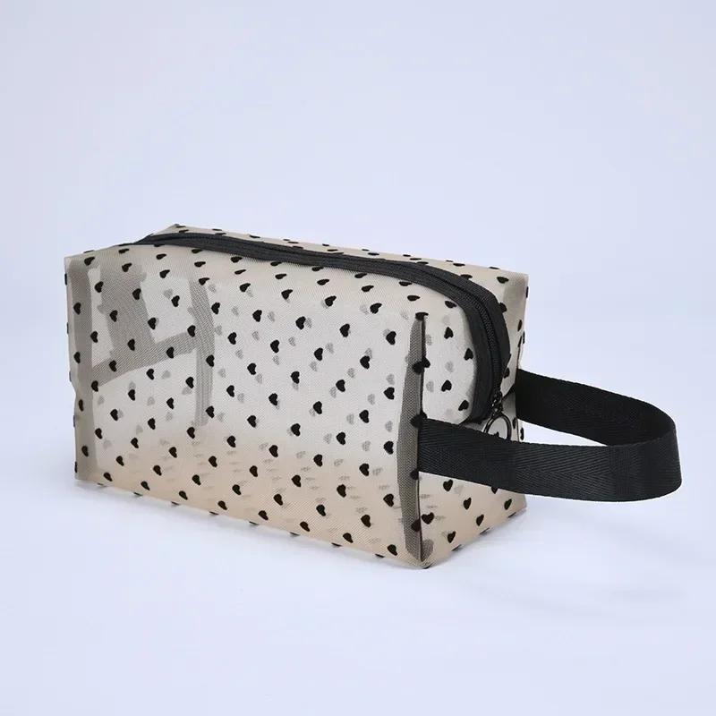 1PCS Black Women Mesh Cosmetic Bag Large-Capacity Organizer Makeup Bag Multifunctional Lipstick Key Coin Purse Pouch