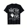 Europäische Größen Unisex Katzenliebhaber T-Shirt - Lustiger Spruch - Retro Casual Tee mit Katzenmotiv - Schwarzes Kurzarmhemd für Herren N