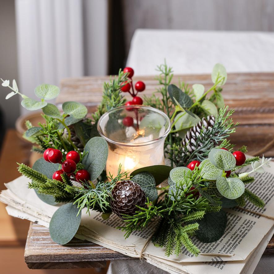 Christmas Wreath Premium Table Centerpiece Decorative Ring High Quality Scented Candle Ring For Dinner Setting Kitchen Christmas