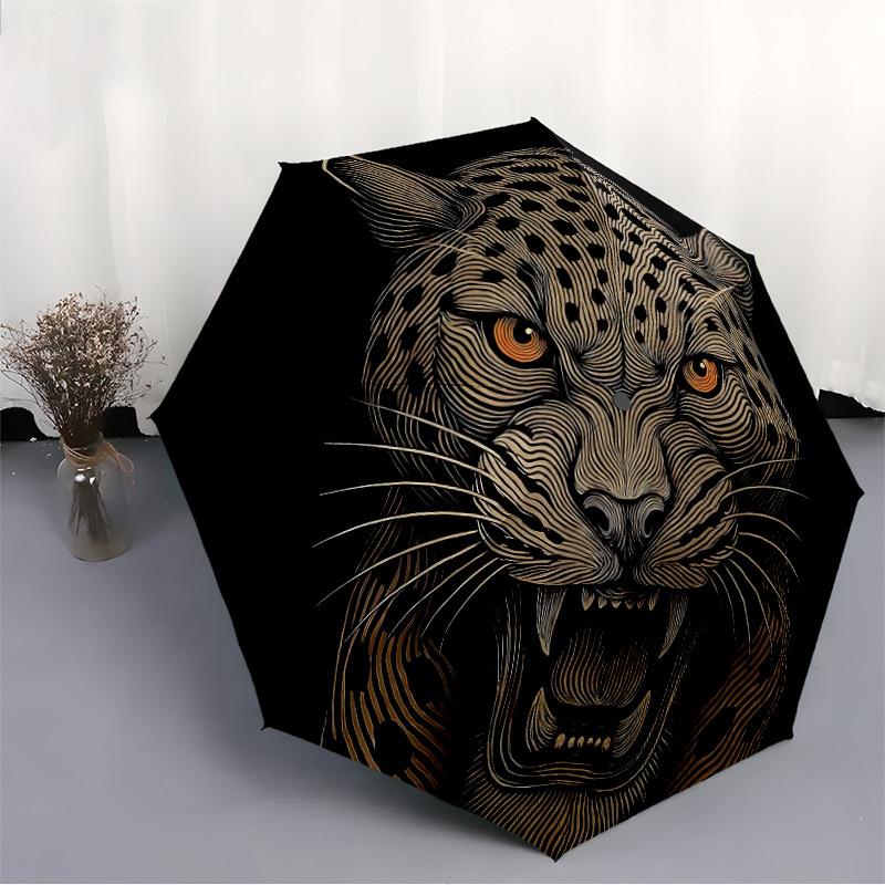1pz Ombrello Automatico Apri/Chiudi Gatto Selvatico Leopardo, Ombrello Pieghevole Compatto, Ombrello Portatile per Tutte le Stagioni per Donne/Uomini F1124145