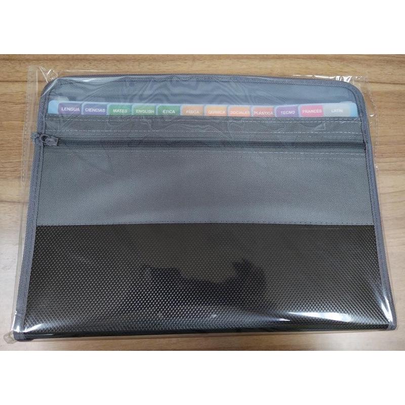 A4 Double Zipper Accordion File Bag, 13-Pocket Waterproof Student Folder