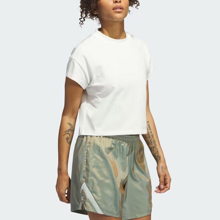 Adidas Select Cutoff Short Sleeve T-shirt With Logo Women Tops White IJ5235