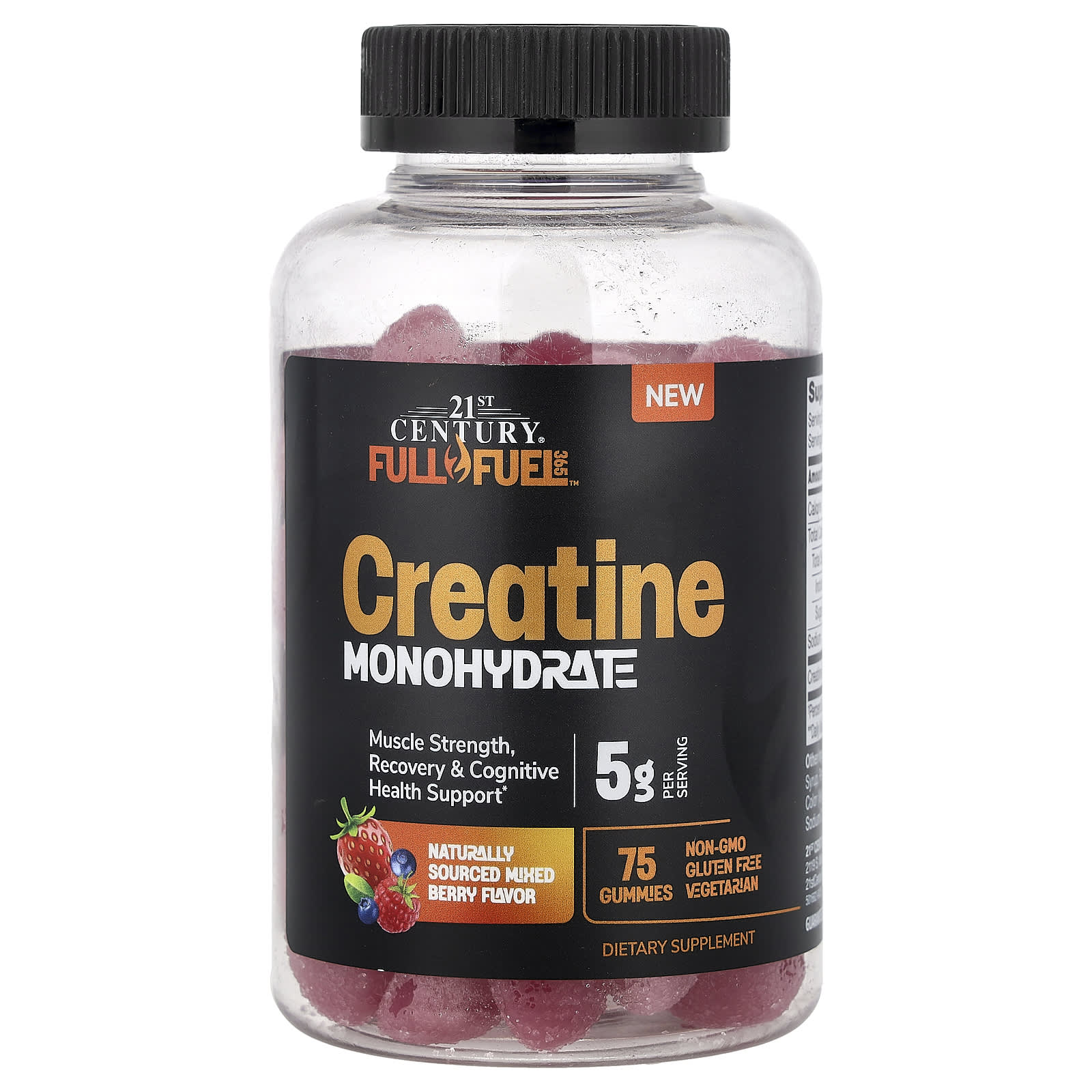 

21st Century, Full Fuel 365™, Creatine Monohydrate Gummies, Mixed Berry Flavor, 75 Gummies (1g per Gummy)