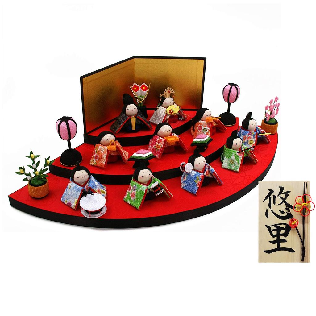 Osaka Choseido Hina Compact Mini Name Wooden Tag Bonus Included Crepe Hina Width Set of 10 Baby Hina Hina Fan Dolls, Hina, Engraved, (Sent