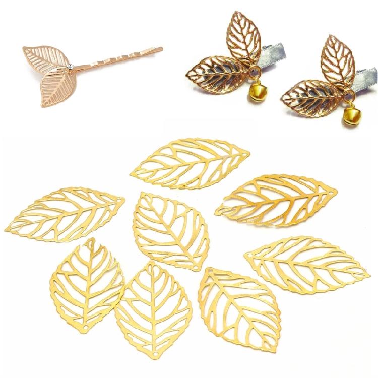 100Pieces Decorative Metal Filigree Leaves Mixed Size Leaves Jewelry Making Component Metal Craft Embellishments