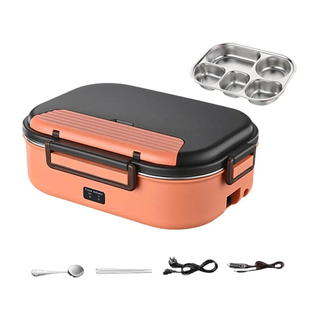 Portable Electric Heated Lunch Box for Home Car Office Rice Cooker 304 Stainless Steel Food Heater Bento Heating Food Container