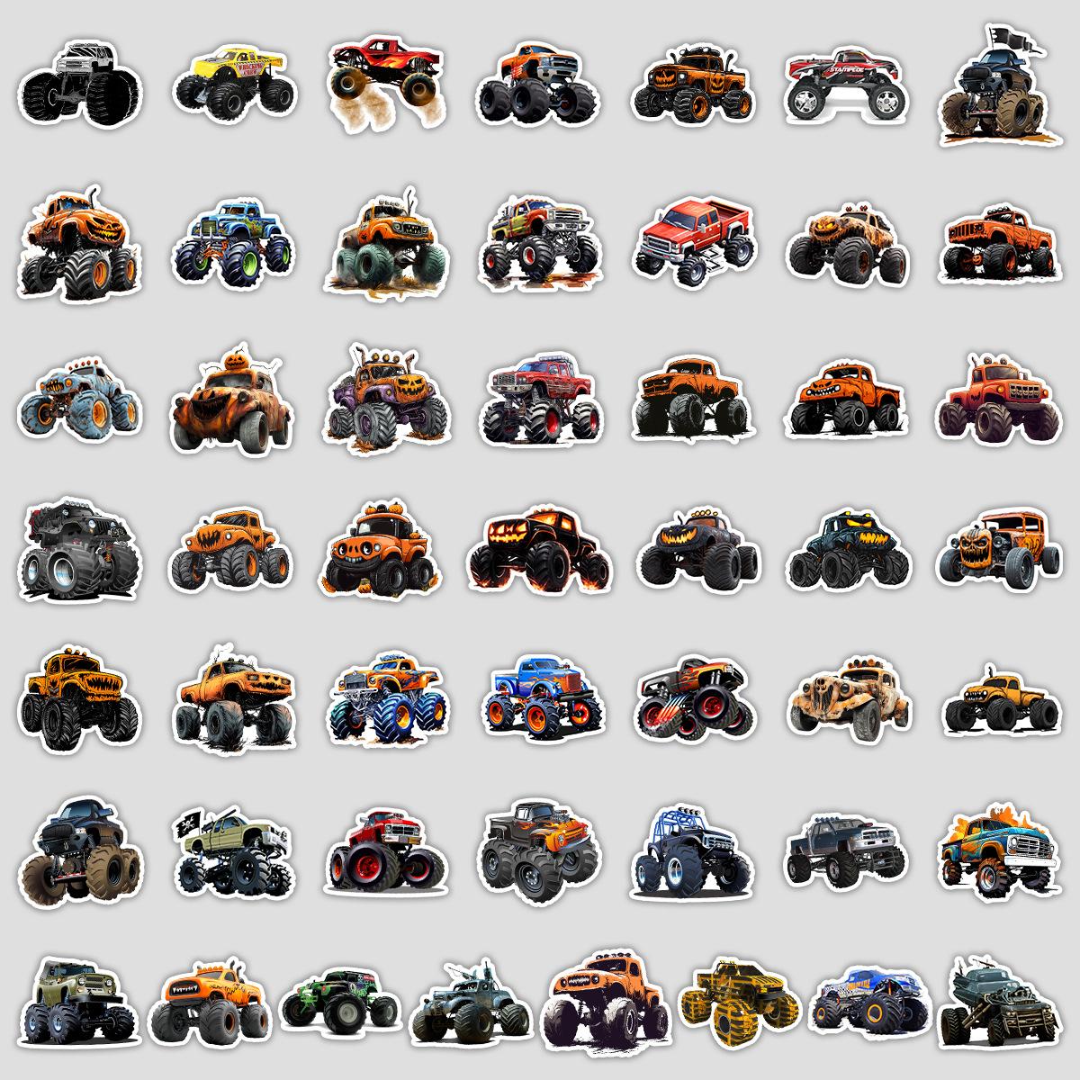 

50 штук мультяшных граффити-наклеек с монстр-траками, водонепроницаемые декоративные наклейки для стакана для воды, компьютера, мультяшные наклейки для планировщика