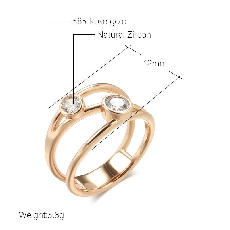 Luxury Simple Natural Zircon Ring For Women  Rose Gold Color Geometric Line Korean Rings Fashion Wedding Daily Jewelry