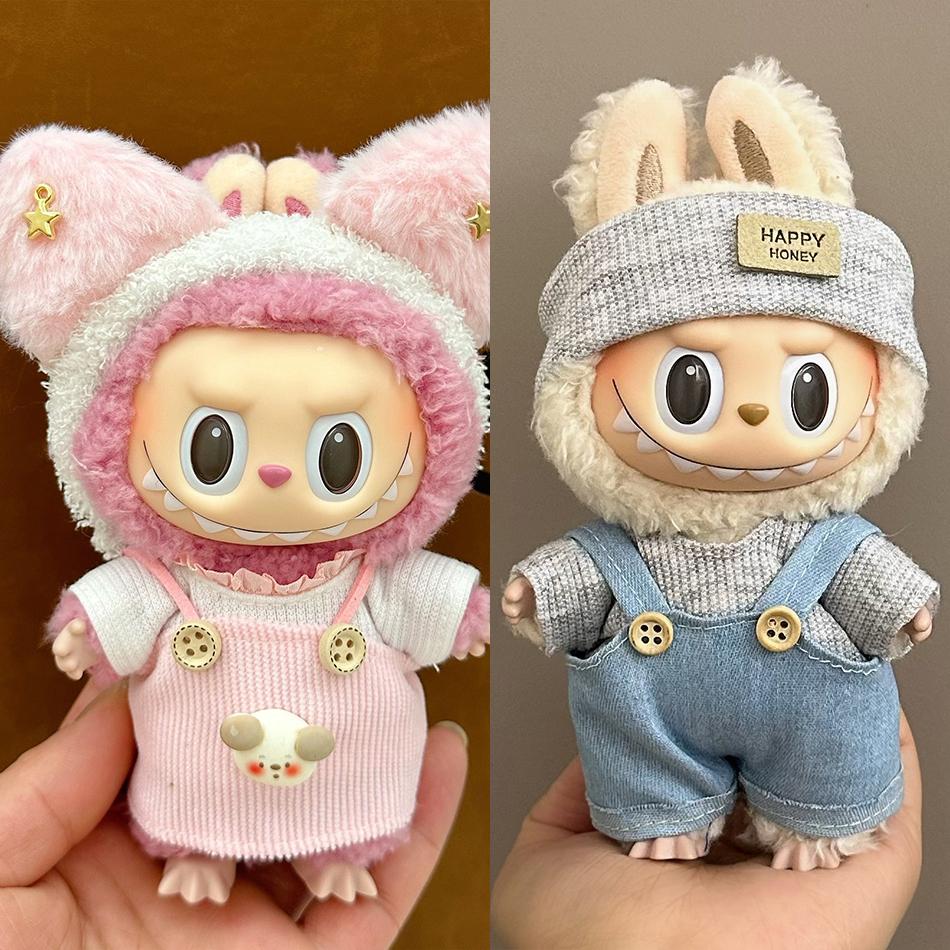 17cm Labubu Clothing Cute Accessories Autumn Replacement Clothes Bag Hat Set Plush Doll Accessories Clothing Accessories