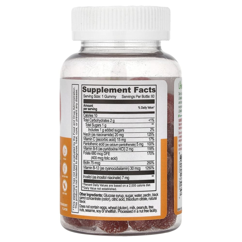 IHerb B-komplex + vitamin C jordgubbssmak gummies, 60 st