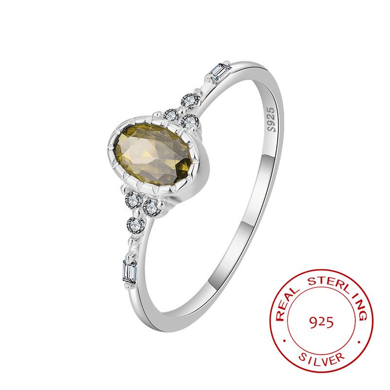 

Винтажное кольцо из стерлингового серебра 925 пробы с перидотом для женщин - Дизайн высокой моды и легкой роскоши Size 6