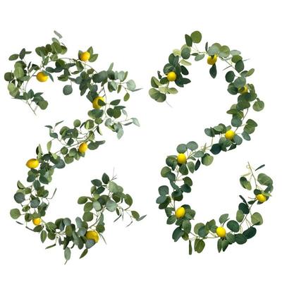 1.95m Yeşillik Çelenk Yapay Limon Çelenk İlkbahar Limonlar ve Yeşil Okaliptüs Yaprakları ile Ön Kapı Parti Masası Düğün Dekoru