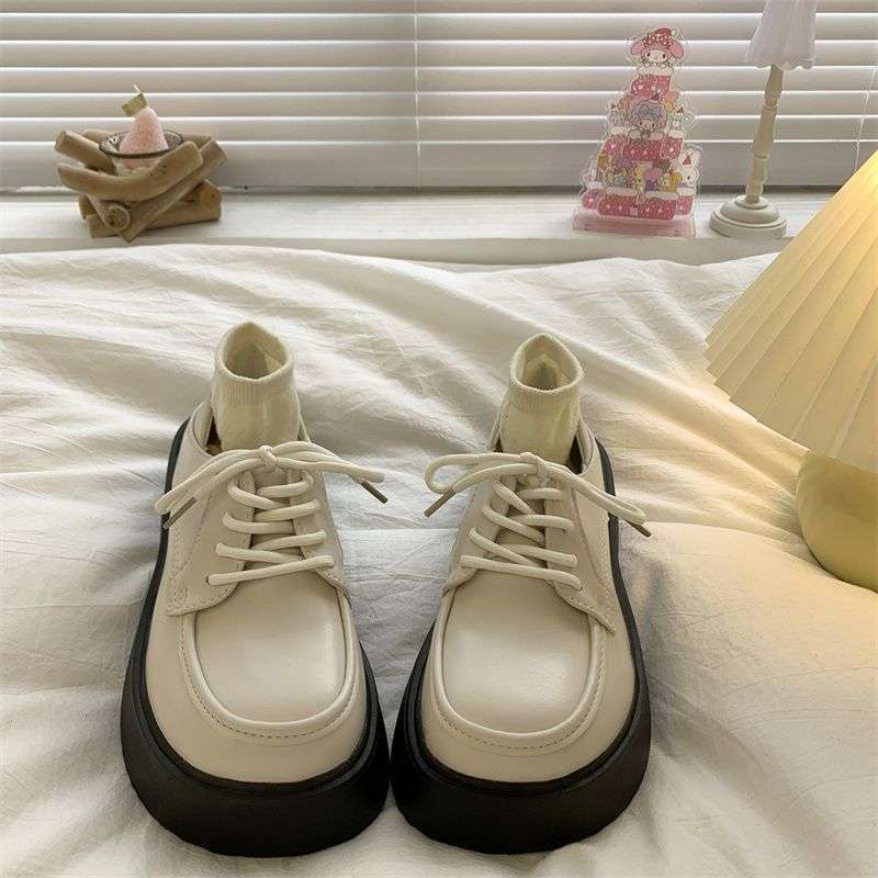 

Черные маленькие кожаные туфли женские британский стиль 2025 лето на толстой подошве Мэри Джейн одинарные туфли туфли jk с юбкой туфли лоферы 39