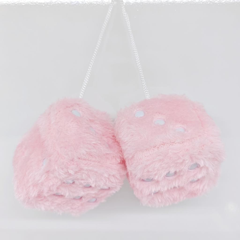 1PC Car Fuzzy Plush Dice with Dots Retro Square Plush Hanging Mirror Fuzzy Dices Kid Toys for Car Interior Ornament Decoration