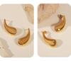 Shiny Geometric Titanium Steel Comma Earrings - European & American Fashion, Light Luxury INS Style for Women