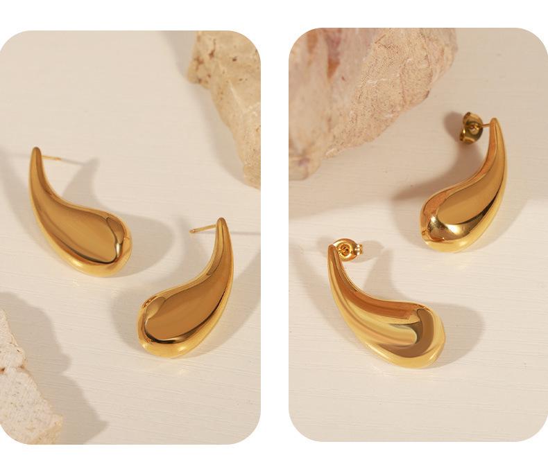 Shiny Geometric Titanium Steel Comma Earrings - European & American Fashion, Light Luxury INS Style for Women