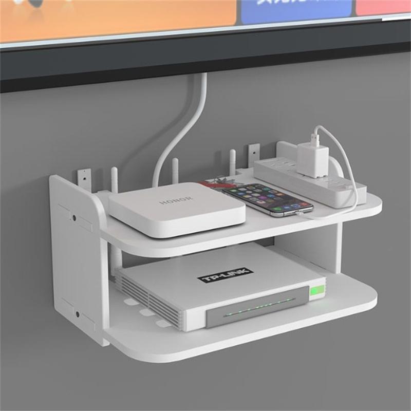2/3 Layer 30cm Wifi Hanging Shelf Router Power Strip Multi Outlet TV Set Top Box Cable Hidden Floating Rack Storage Organizer