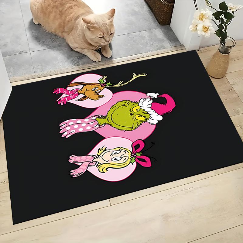 Grinch Freunde Teppich Teppich Weich Waschbar Rutschfest Zuhause Wohnzimmer Sofamatten Personalisierter Weihnachtsteppich