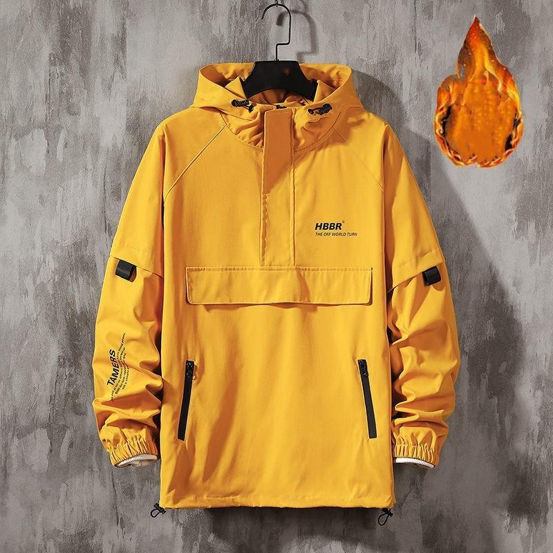 Men's Fall and Winter Padded Half-zip Pullover Hooded Warm Jacket